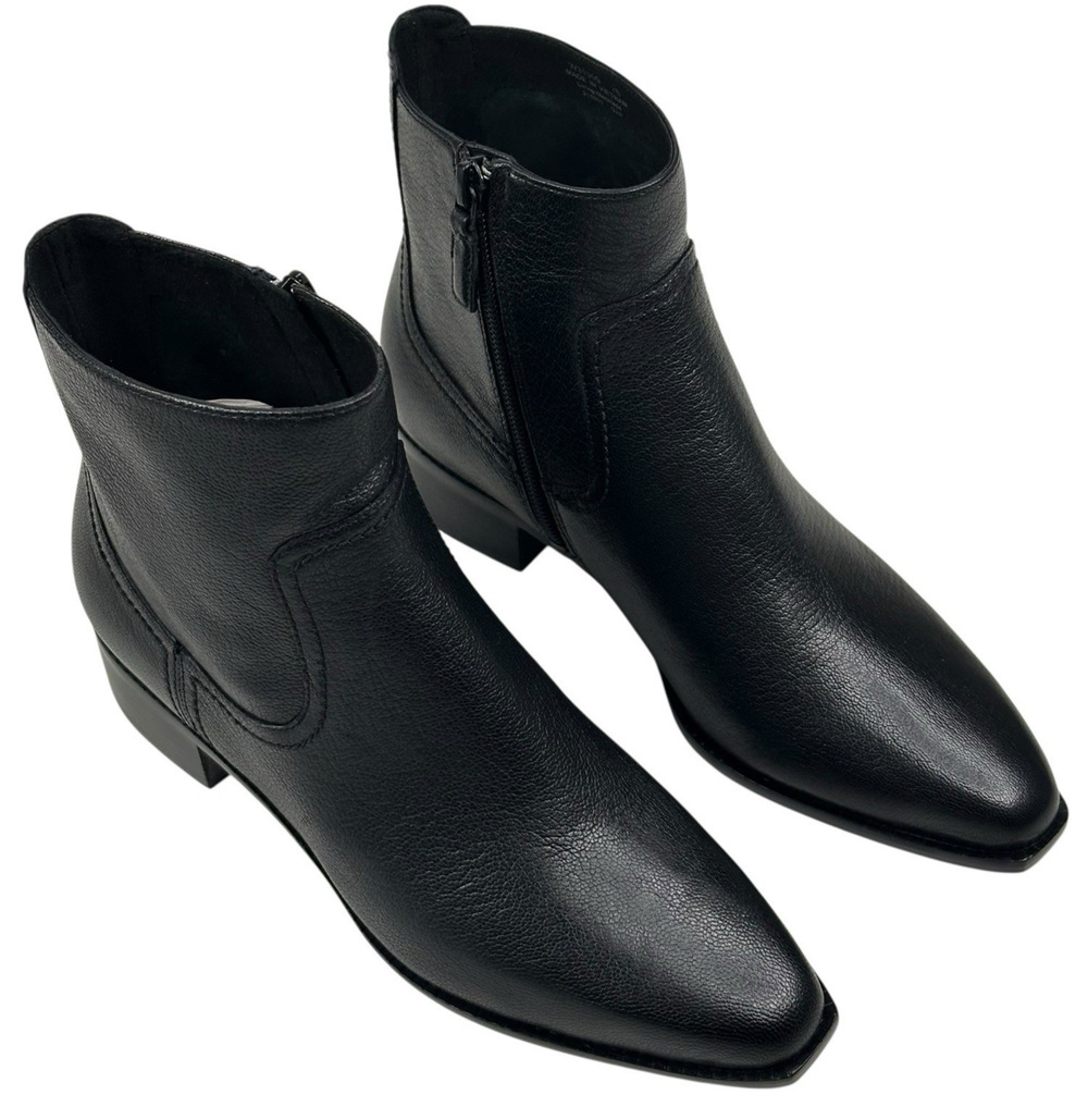 COLE HAAN Naia Black Leather Ankle Boots Womens Size 7B Side Zip New $200 N